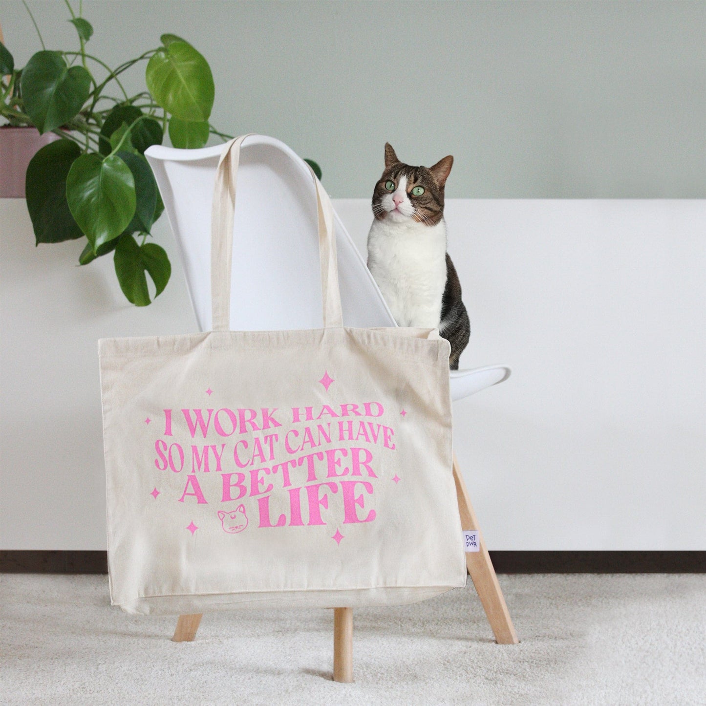 Maxi bag" I work hard so my cat can have a better life" ๐