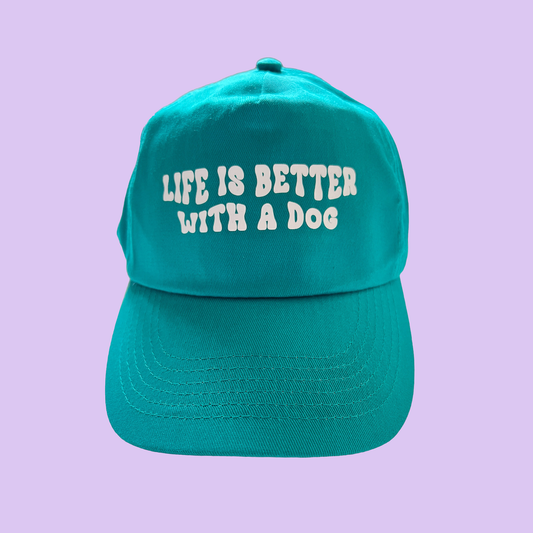 PetPwr-Cappellino-Life_is_better_with_a_dog-Verde-Fronte