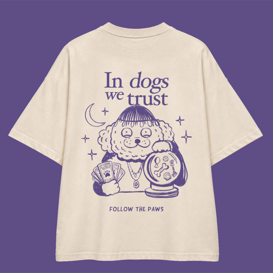 T-shirt oversize "In Dogs We Trust"