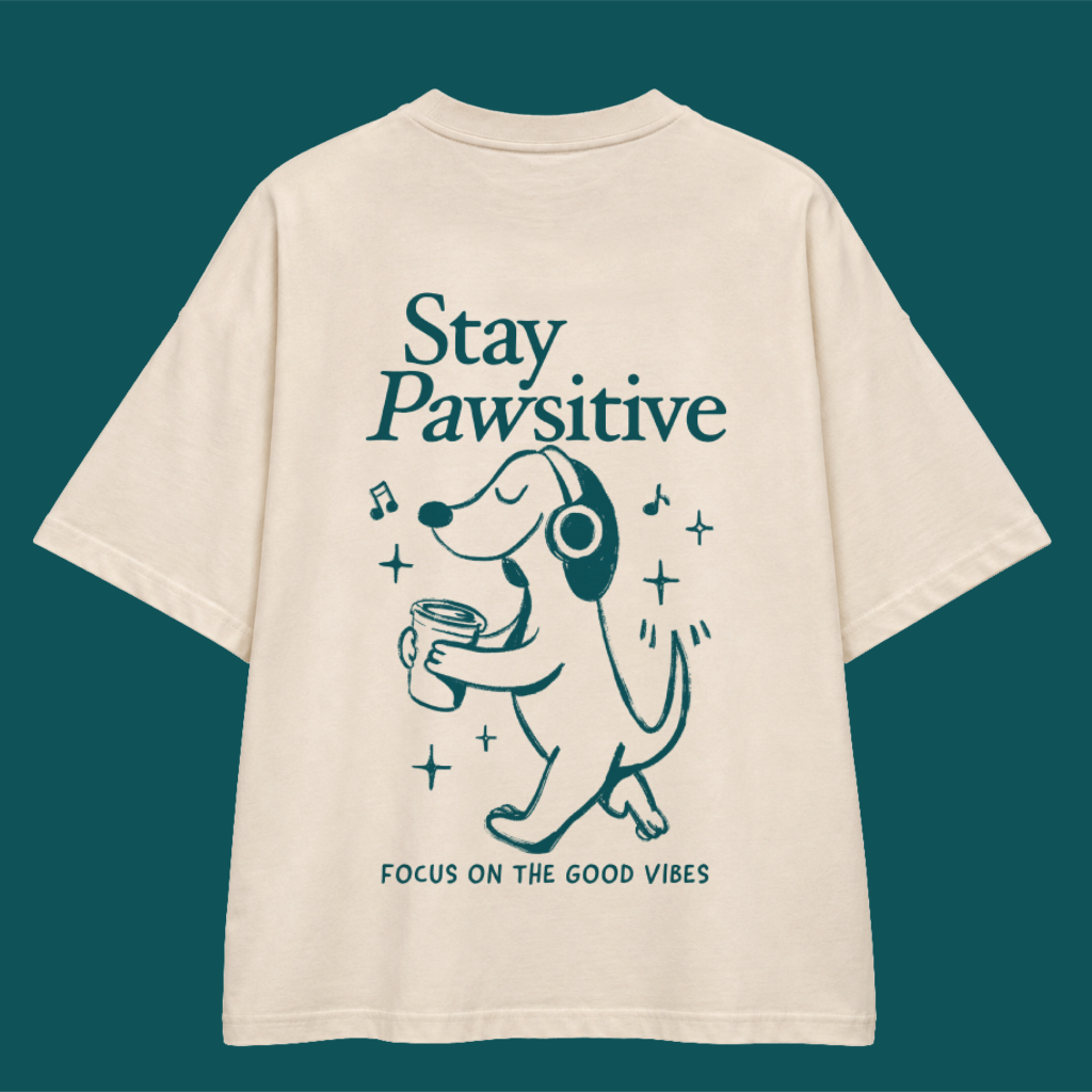 T-shirt oversize "Stay Pawsitive"